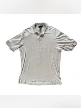 Anthology Silk Polo Shirt Men's XL tan Lightweight Short Sleeve Collared